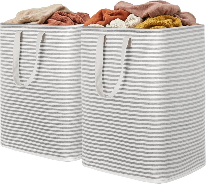 Lifewit [2 Pack] 90L Laundry Baskets Each, Collapsible Laundry Basket with Reinforced Handles, Waterproof Freestanding Design for Bedroom and Laundry, Grey, 180L Total - Image 1