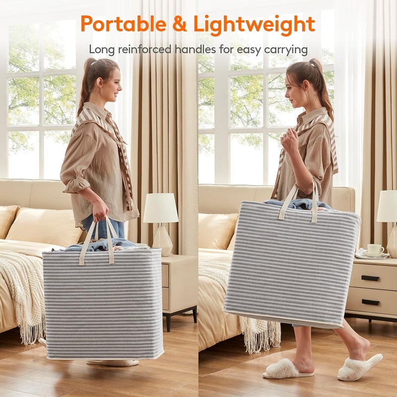 Lifewit [2 Pack] 90L Laundry Baskets Each, Collapsible Laundry Basket with Reinforced Handles, Waterproof Freestanding Design for Bedroom and Laundry, Grey, 180L Total - Image 4