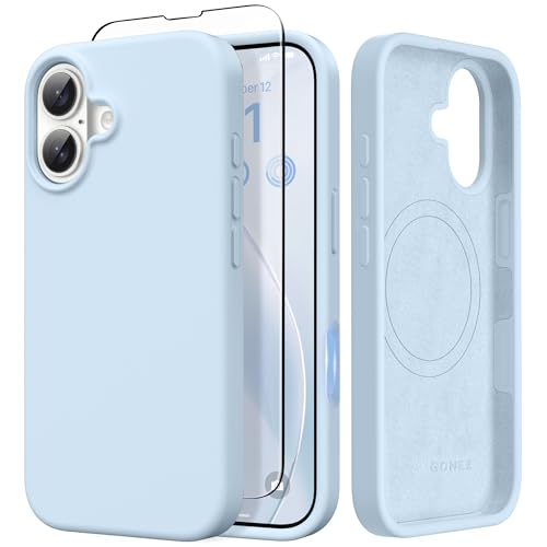 GONEZ Magnetic for iPhone 17 Case Compatible with MagSafe AntiScratch Microfiber Lining Screen Protector Silicone Camera Control Shockproof Slim Phone Cover 63 inch Blue - Image 1