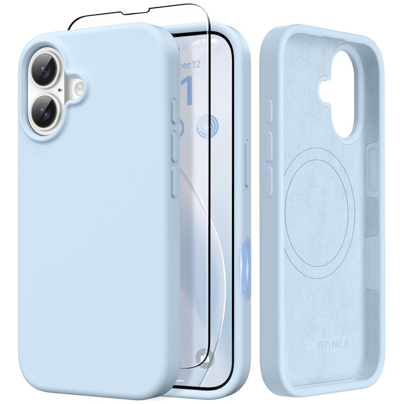GONEZ Magnetic for iPhone 17 Case Compatible with MagSafe AntiScratch Microfiber Lining Screen Protector Silicone Camera Control Shockproof Slim Phone Cover 63 inch Blue - Image 3