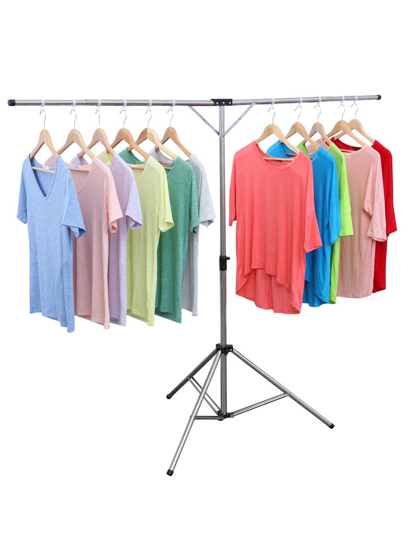 exilot exilot Foldable Portable Space Saving Clothes Drying Rack Heavy Duty Stainless Steel Laundry Drying Racks Adjustable High Capacity Garment Rack with Windproof Hooks 