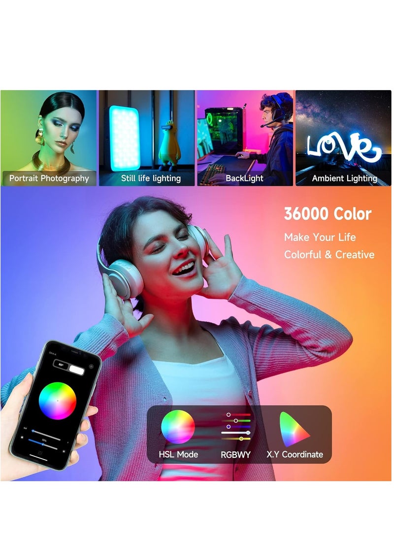 Generic - KASTWAVE RGB Video Light with App Control 360° Full Color Portable Photography Light 26 Scene Modes Rechargeable Mini LED Selfie Light 2800K-6800K - Image 1