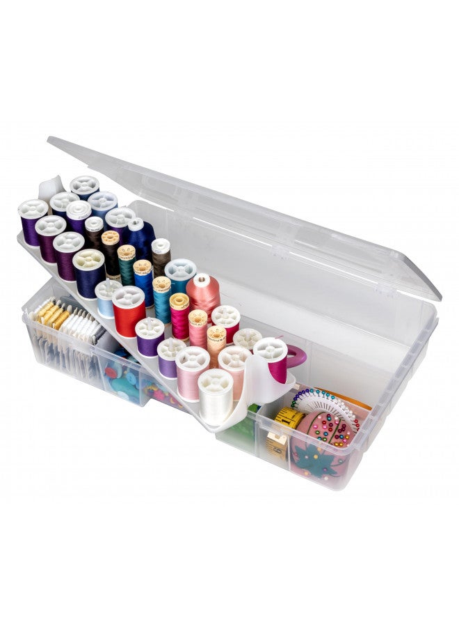 ArtBin 7003AB Sew-Lutions Sewing Supply Storage System with Lift-Out Thread Spool Tray, [1] Plastic Storage Case, Clear - Image 1