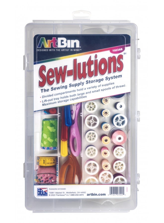 ArtBin 7003AB Sew-Lutions Sewing Supply Storage System with Lift-Out Thread Spool Tray, [1] Plastic Storage Case, Clear - Image 2