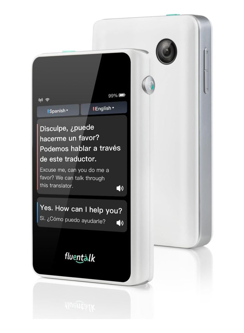 Timekettle Fluentalk T1 Mini Translator Device No WiFi Needed, Built in 1-Year Global Mobile Data, Supports 40 Languages and Photo Translation, Instant Language Translator for Travelling White - Image 1