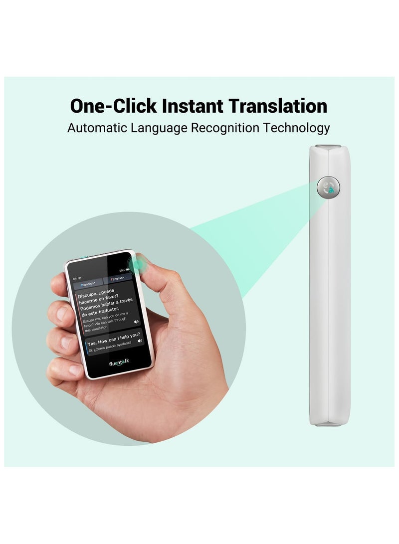 Timekettle Fluentalk T1 Mini Translator Device No WiFi Needed, Built in 1-Year Global Mobile Data, Supports 40 Languages and Photo Translation, Instant Language Translator for Travelling White - Image 3