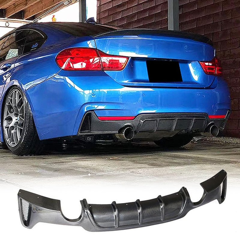 MCARCAR KIT Carbon Fiber Rear Diffuser Compatible with 20142020 BMW 4 Series F32 F33 F36 MTech Lower Bumper Lip Spoiler Body Kit Factory OutletDouble Exhaust One Outlet