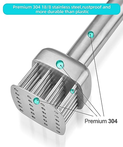 Aliglow 304 Stainless Steel Meat Tenderizer Needle Meat Hammer Mallet Tool Pounder For Tenderizing and Pounding Steak, Beef Pork Chicken BBQ And Poultry - Image 3