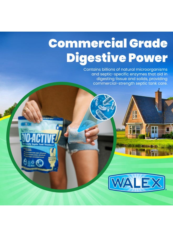 WALEX Bio-Active Premium Septic Tank Treatment - 1 Year Supply Of Beneficial Bacteria Enzymes - 12 Treatments - Rapid Dissolve Sachet - Commercial Strength - Made In The USA  - Image 2