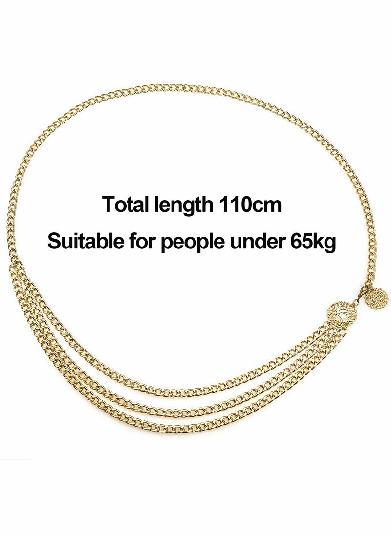 Excefore - Metal Waist Chain Belts, Multi Layer Waist Chain Dress Belts for Jeans Skirts Pants Dresses Girls Women - Image 1