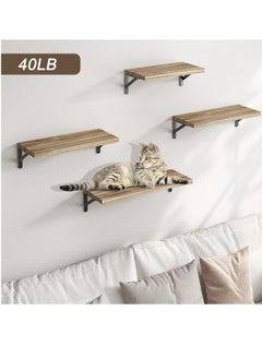 XICEN 4pcs Rustic Wood Floating Shelves, Wall Mounted Storage Rack, Photo & Vase Display Shelf, Wall Decor, Home Decor, Bedroom, Living Room(Plants Carbonized Black)  - Image 2