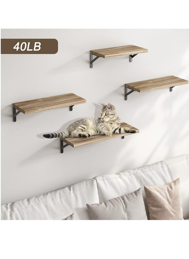 XICEN 4pcs Rustic Wood Floating Shelves, Wall Mounted Storage Rack, Photo & Vase Display Shelf, Wall Decor, Home Decor, Bedroom, Living Room(Plants Carbonized Black)  - Image 2