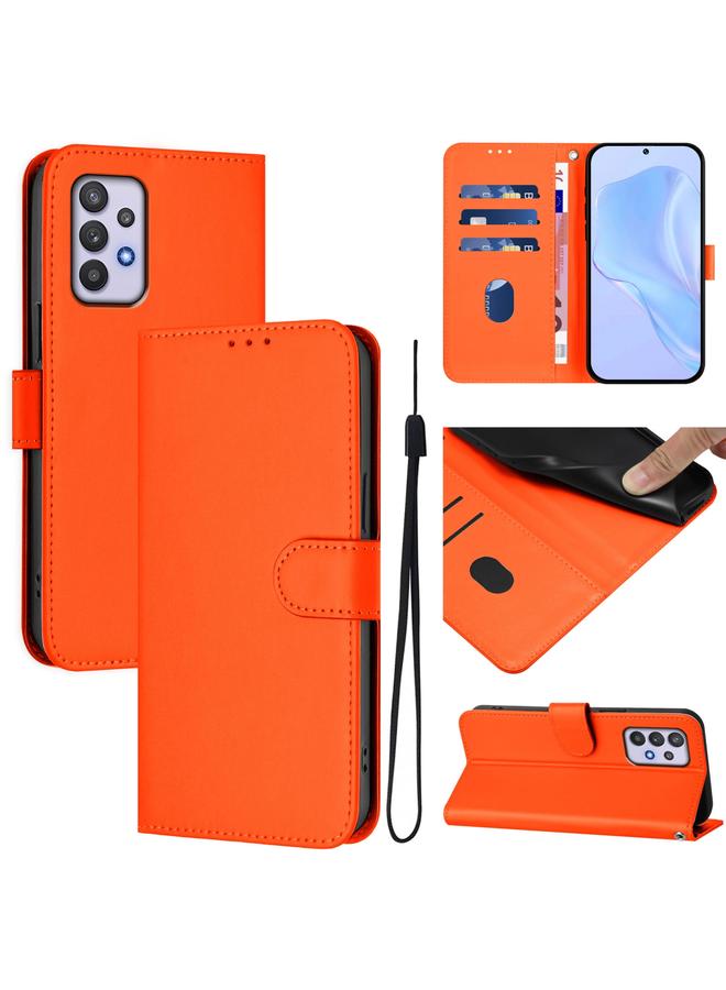 S-TOP Case For Samsung Galaxy A32 4G Skin Feel Solid Color Leather Phone Case with Lanyard - Image 1