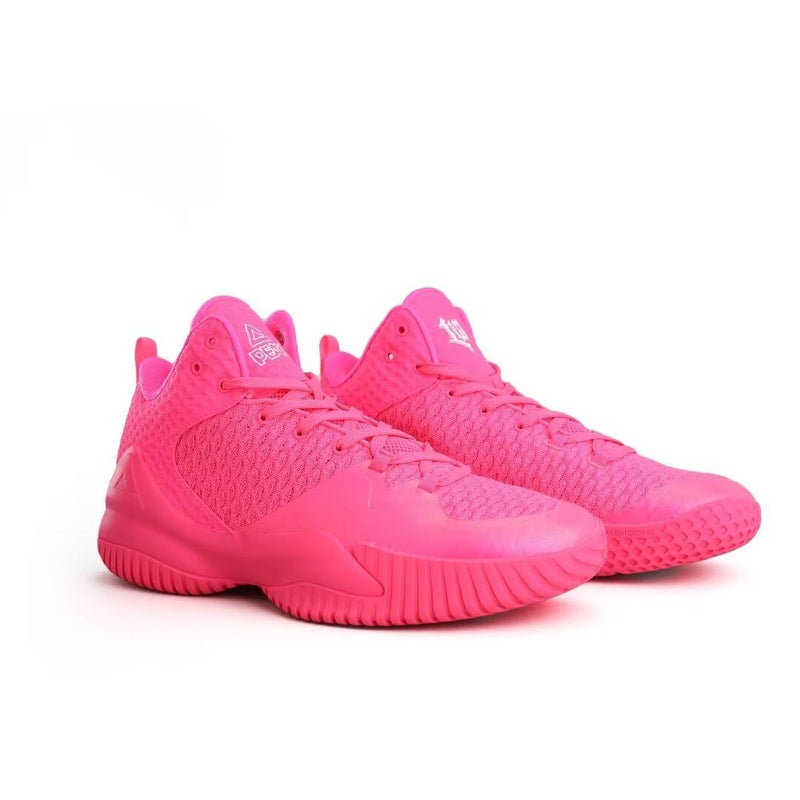 PEAK High Top Mens Basketball Shoes Streetball Master Breathable Non Slip Outdoor Sneakers Cushioning Workout Shoes for Fitness Pink US Size 11 - Image 3