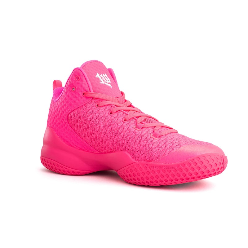 PEAK High Top Mens Basketball Shoes Streetball Master Breathable Non Slip Outdoor Sneakers Cushioning Workout Shoes for Fitness Pink US Size 11 - Image 2