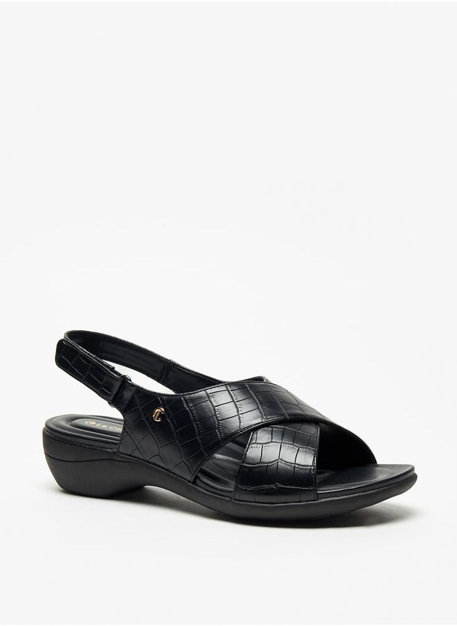 Le Confort Women's Textured Cross-Strap Sandals with Hook and Loop Closure  - Image 1