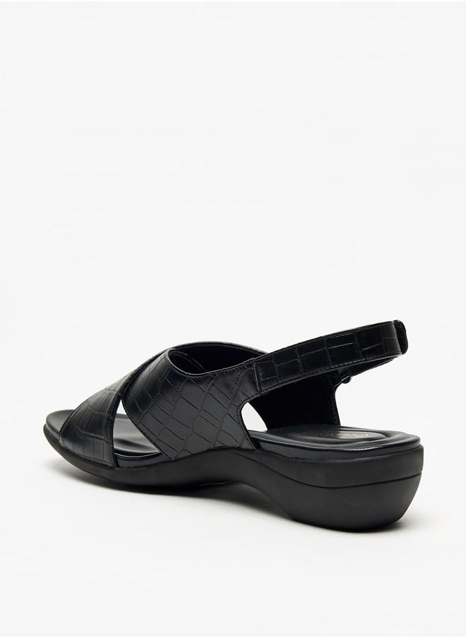 Le Confort Women's Textured Cross-Strap Sandals with Hook and Loop Closure  - Image 2