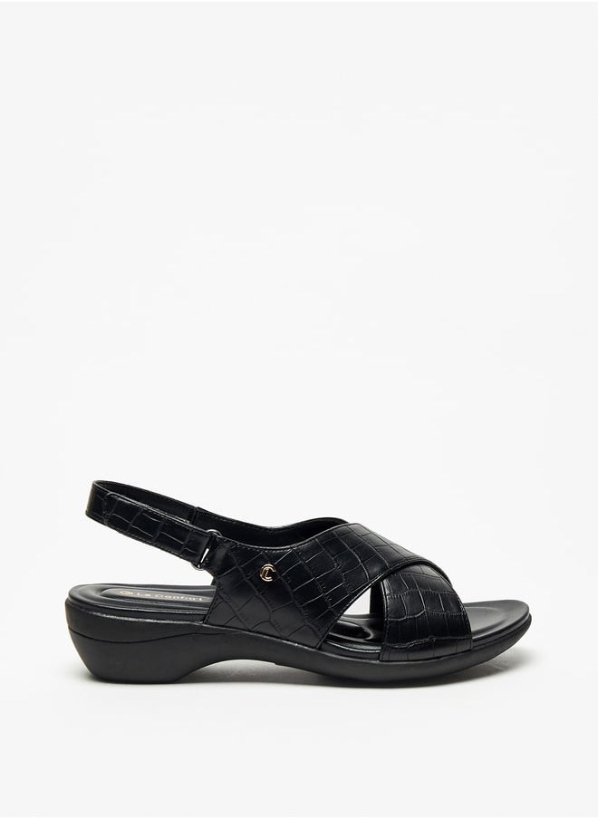 Le Confort Women's Textured Cross-Strap Sandals with Hook and Loop Closure  - Image 3