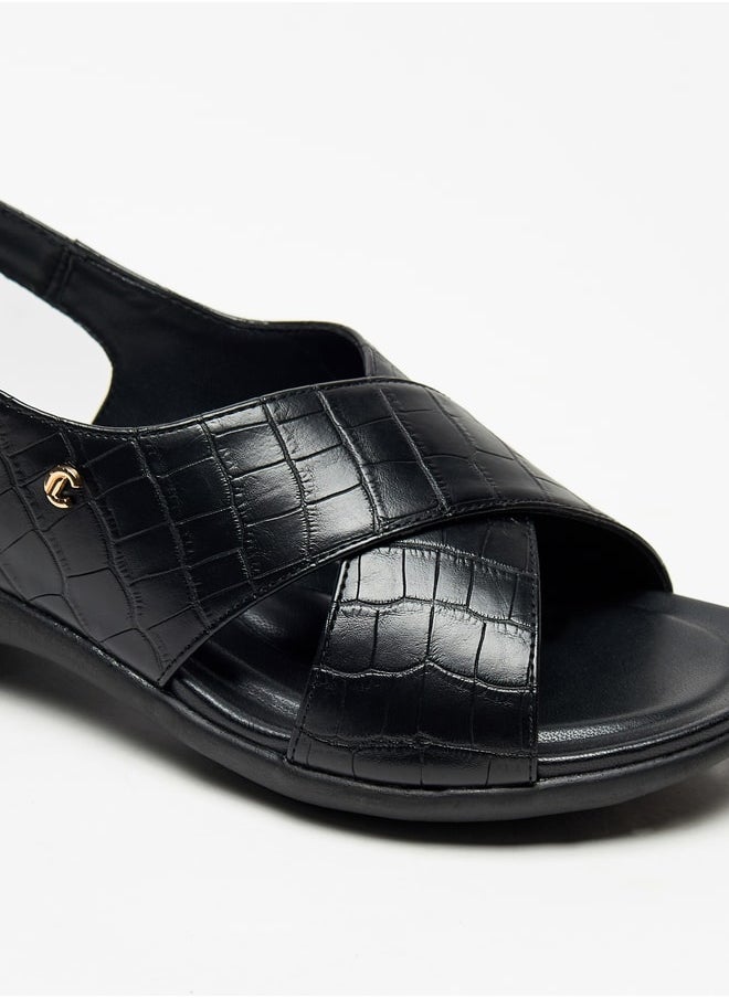 Le Confort Women's Textured Cross-Strap Sandals with Hook and Loop Closure  - Image 5