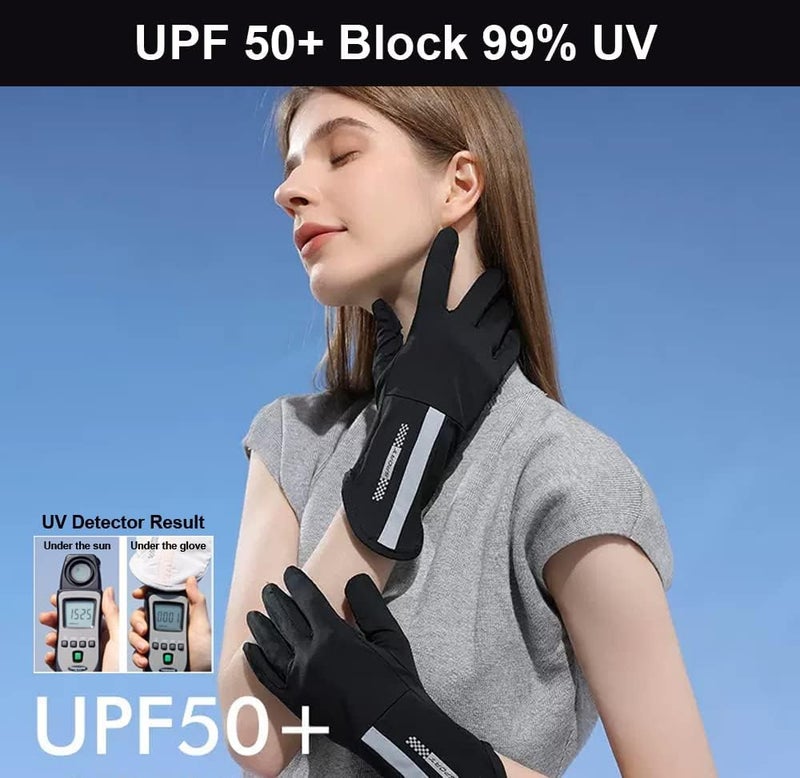 GREEYA Hand Gloves for Bike Riding - UV Sun Protection Open Finger Touchscreen Non-Slip Gloves for Women - Women Outdoor Sports Cycling Glove, UPF 50+ (Black) - Image 5