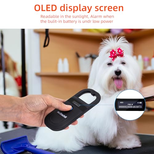 NetumScan Upgraded Pet Microchip Scanner Reader, 256 Data Storage Animal Tag Scanner, Rechargeable Handheld Pet Chip ID Scanner with OLED Display for ISO 11784/11785, FDX-B, EMID - Image 4