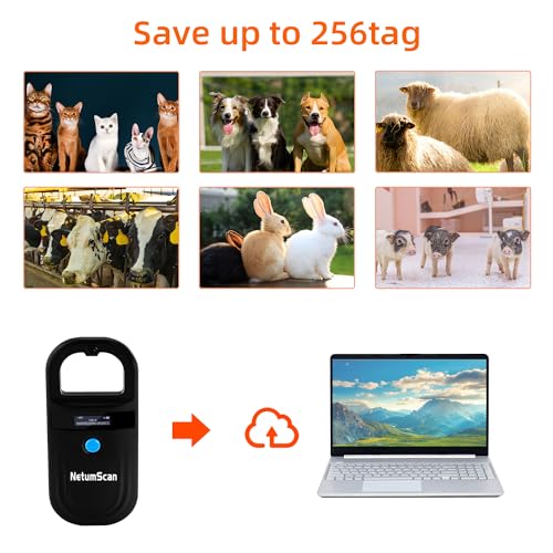 NetumScan Upgraded Pet Microchip Scanner Reader, 256 Data Storage Animal Tag Scanner, Rechargeable Handheld Pet Chip ID Scanner with OLED Display for ISO 11784/11785, FDX-B, EMID - Image 2
