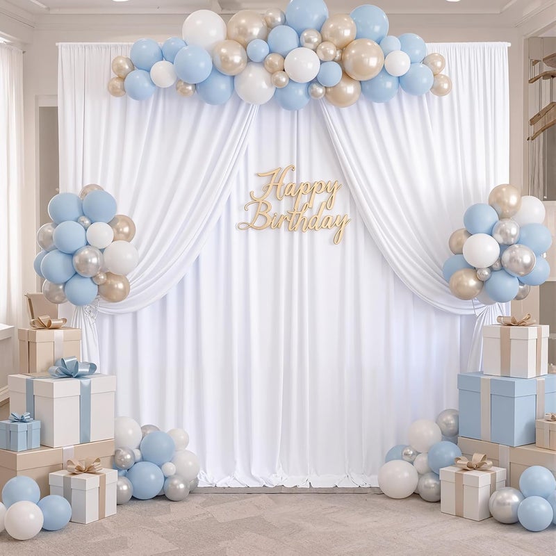 NSSONBEN Wrinkle Free White Backdrop Curtains for Parties, Polyester Photo Backdrop Drapes 2 Panels 5x7ft for Photography Wedding Parties Birthday Background Baby Shower, 10ftx7ft - Image 4