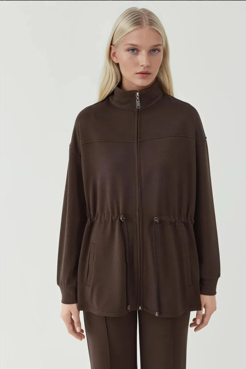 Hiccup Modal Touch Long Jacket with Adjustable Waist