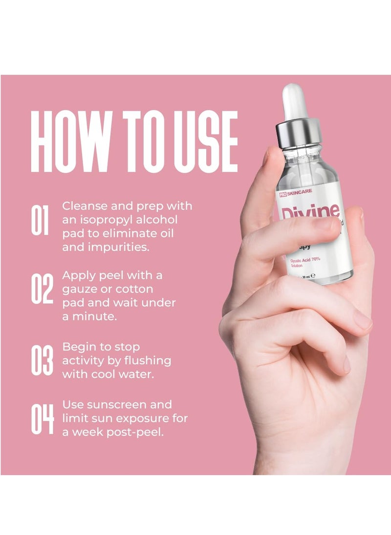 DIVINE DERRIERE Glycolic Acid Peel 70% Professional Chemical Peel for Face at Home Liquid Exfoliant for Face Peel Mask 1 fl oz  - Image 4