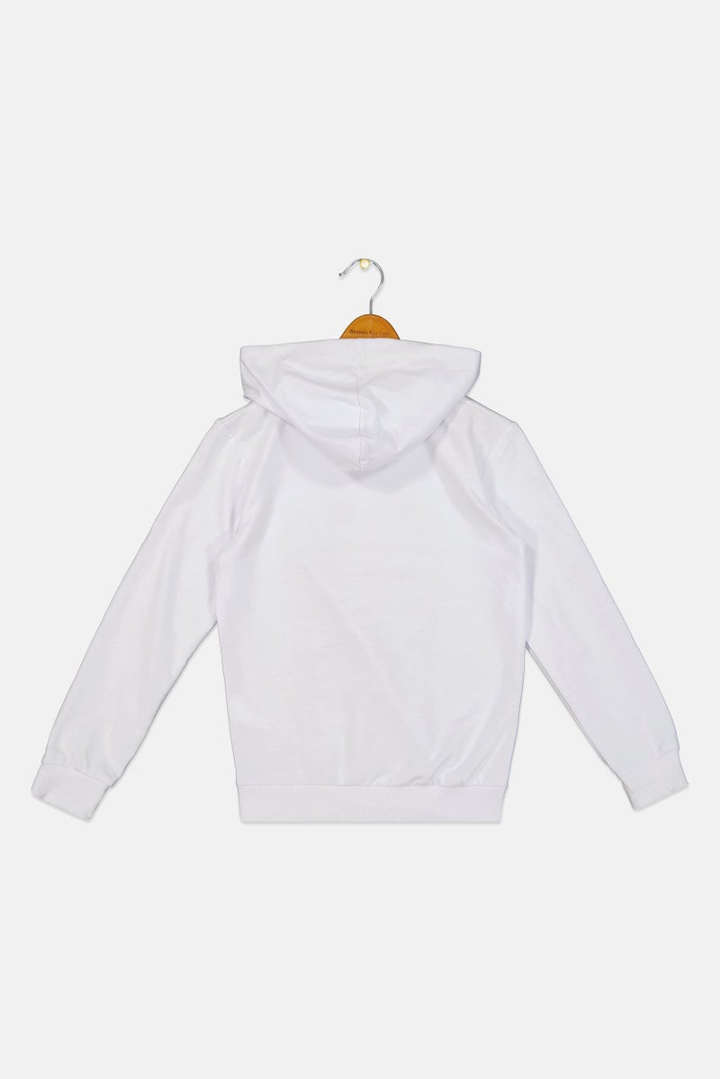 MARVEL Kids Boy Graphic Print Long Sleeve Hoodie, White - Image 3