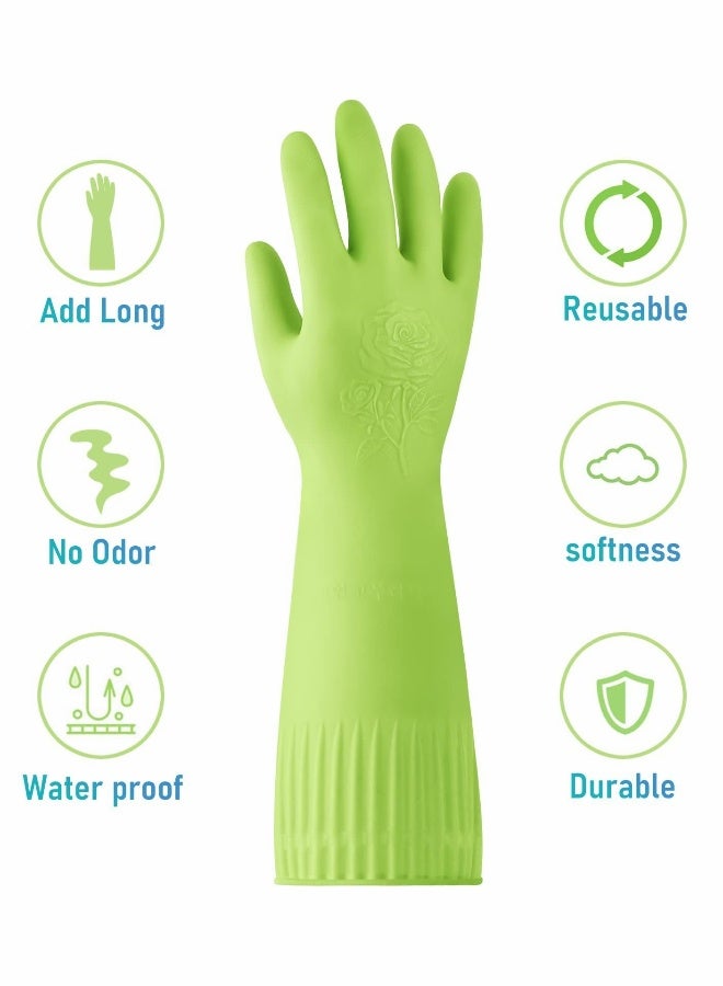 2 Pairs Of Durable Cleaning Gloves Reusable Non Slip Rubber Long Sleeve Waterproof Household Dishwashing Gloves To Protect Hands Soft And Comfortable Premium Kitchen Gloves  - Image 3