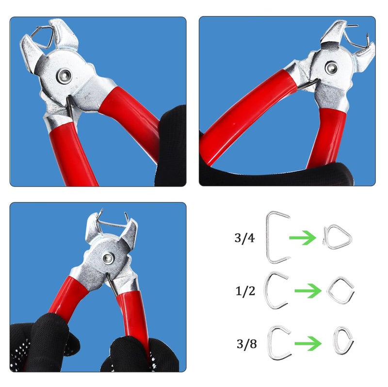 Ruibapa 540 pcs Hog Rings with Straight Hog Ring Pliers Kit 3/4" 1/2" 3/8 "Galvanized Hog Rings for Animal Pet Cages、Ropes、Bagging、DIY Craft、Furniture - Image 4