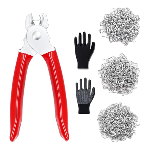Ruibapa 540 pcs Hog Rings with Straight Hog Ring Pliers Kit 3/4" 1/2" 3/8 "Galvanized Hog Rings for Animal Pet Cages、Ropes、Bagging、DIY Craft、Furniture - Image 1