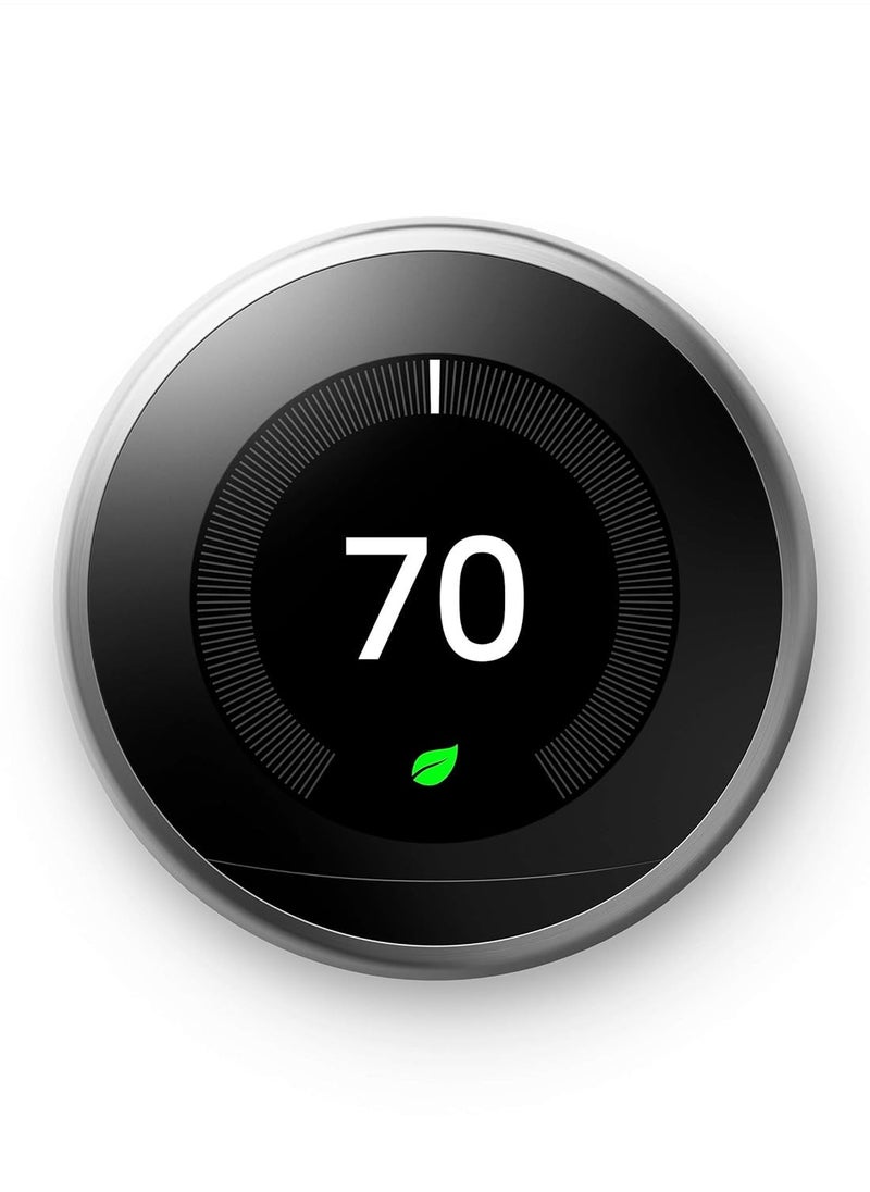 Nest Nest Google T3007ES Learning Thermostat, 3rd Gen, Smart Thermostat, Stainless Steel  - Image 1