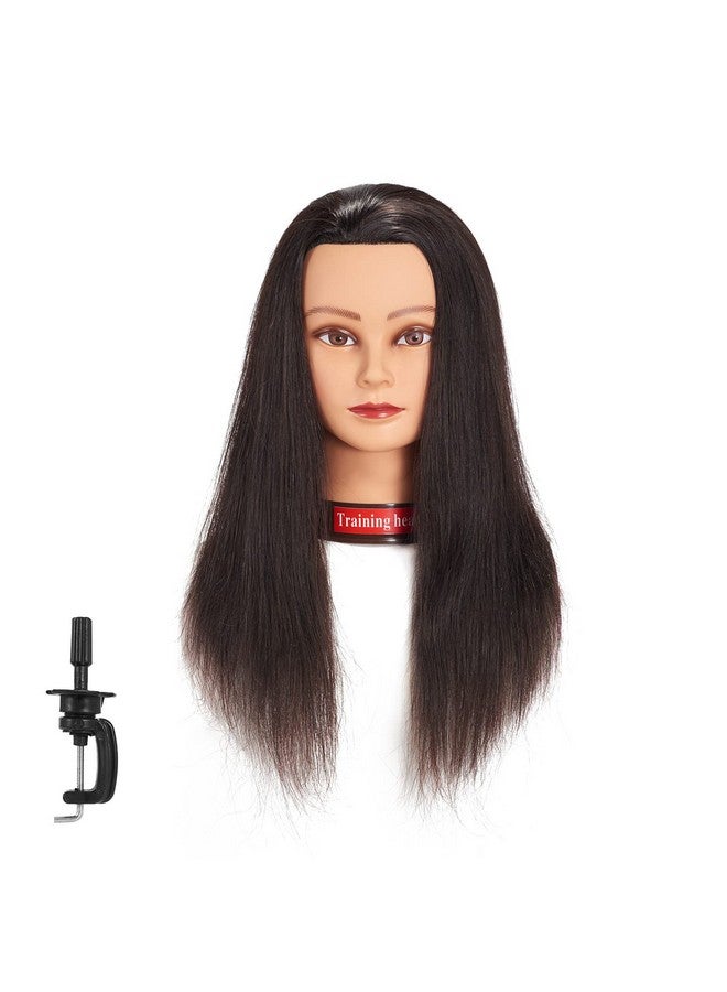 training head Uman Hair Mannequin Head Training Head Cosmetology Manikin Head Doll Head With Free Clamp (Natural Black) - Image 1