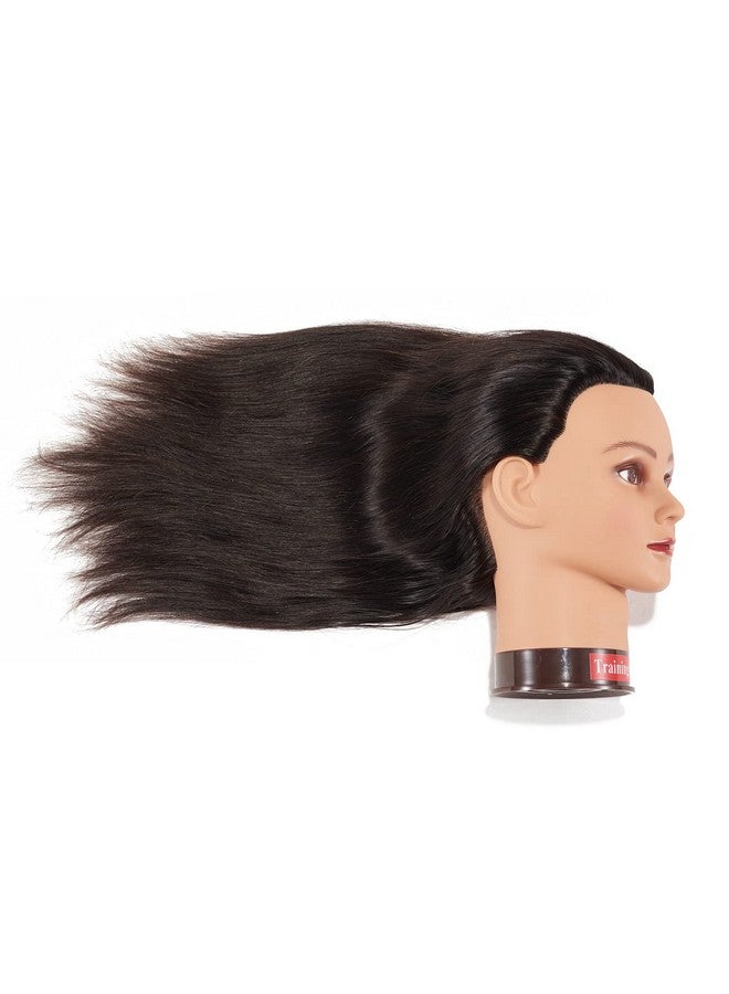 training head Uman Hair Mannequin Head Training Head Cosmetology Manikin Head Doll Head With Free Clamp (Natural Black) - Image 3