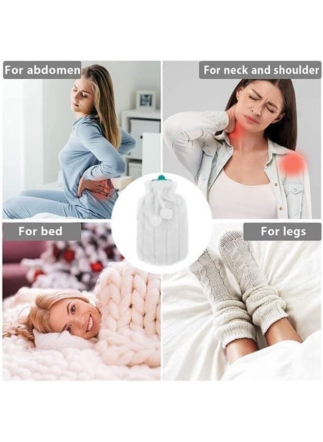 Arabest - Hot Water Bag with Strong Fluffy Cover BPA Free Hot Water Bottle For Shoulder Neck and Muscle Pain Hand And Feet Warmer Menstrual Cramps Hot Compress And Cold Therapy – Random Design and Color - Image 1