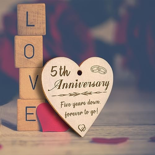 EYITUPC 5 Year Anniversary Picture Frame Gifts for Her Him, Wood 5th Wedding Anniversary Photo Frame for Wife Men Husband, Display 2 4x6 Inch - Image 3