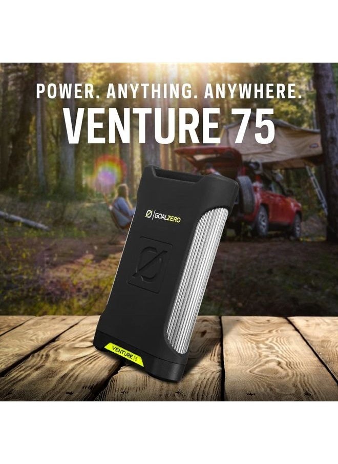 Goal Zero - Venture 75 Portable Charger Power Bank 19200mAH 60W USB-C Power Delivery Port, 2 USB Outputs IP67 Rating 50 Lumens Flashlight - Image 1
