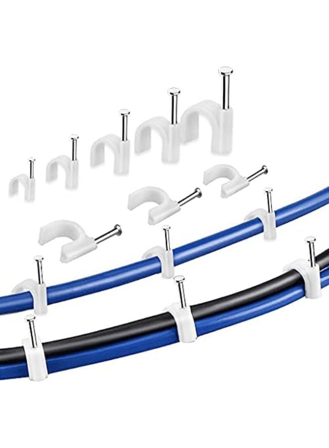 كلبس تثبيت الأسلاك البلاستيكية مع مسامير، أبيض -مشبك مثبت كابل ايثرنت كهربائي وطبق تلفزيون وسلك مكبر صوت، مشابك فردية محورية بمسمار لتثبيت الاسلاك العبوه 75 قطعه - Image 2