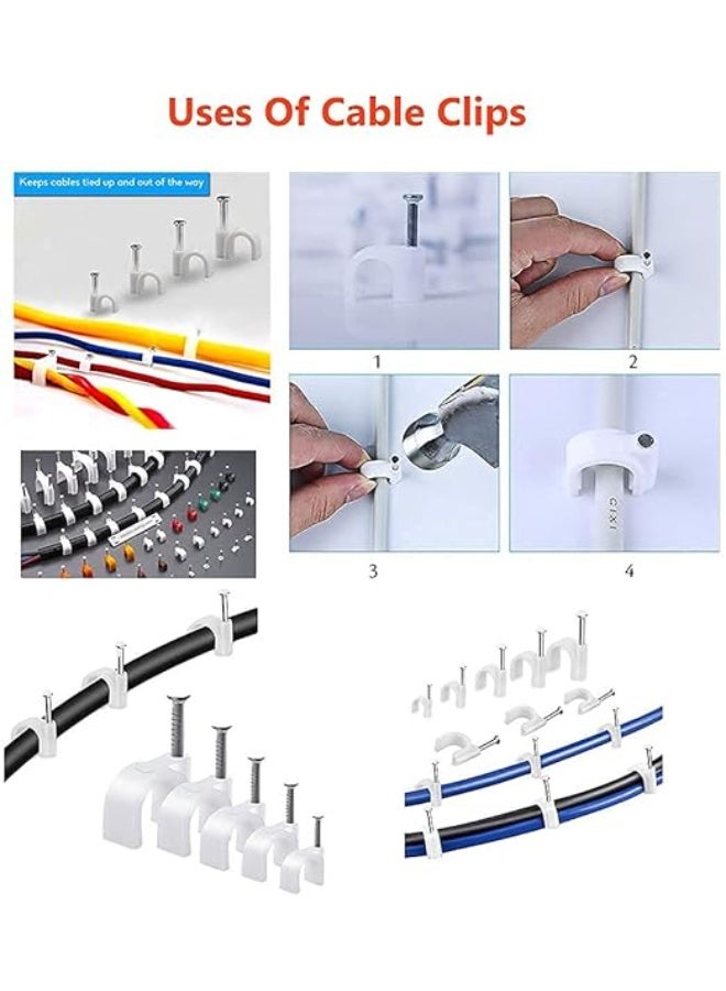 كلبس تثبيت الأسلاك البلاستيكية مع مسامير، أبيض -مشبك مثبت كابل ايثرنت كهربائي وطبق تلفزيون وسلك مكبر صوت، مشابك فردية محورية بمسمار لتثبيت الاسلاك العبوه 75 قطعه - Image 3