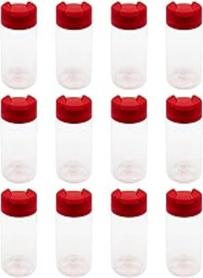 ARTISTIC - 8 Pieces Clear White 300ml Plastic Jar - 6.3 Cents Diameter - (Red Easy Open Close Lid) - High Quality Healthy Plastic Empty Refill Storage Jar - By Funi(300ml) - Image 1