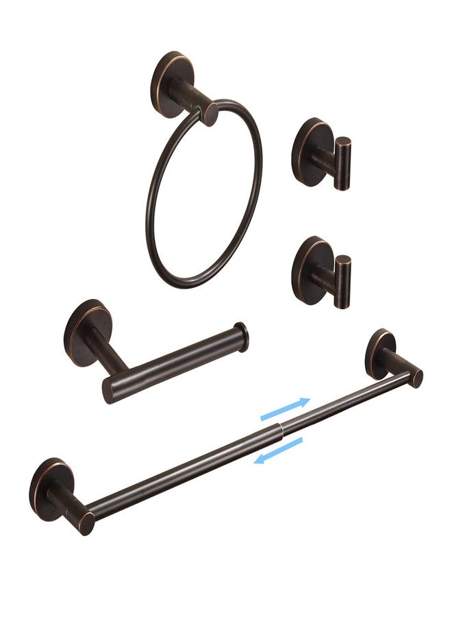 FAIRGIA Bronze Bathroom Accessories, Oil Rubbed Bronze Hardware Set Includes 15 to 24 Inch Towel Bar Toilet Paper Holder Hand Towel Ring 2 Robe Hook Wall Mount 5 Pieces - Image 1
