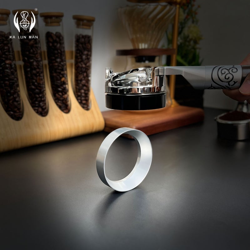 1pc Powder Inlet Ring Silvery 53mm Smooth Surface Food Grade Aluminum Alloy Universal For Espresso With Magnetic Closure To Prevent Drop - Image 3