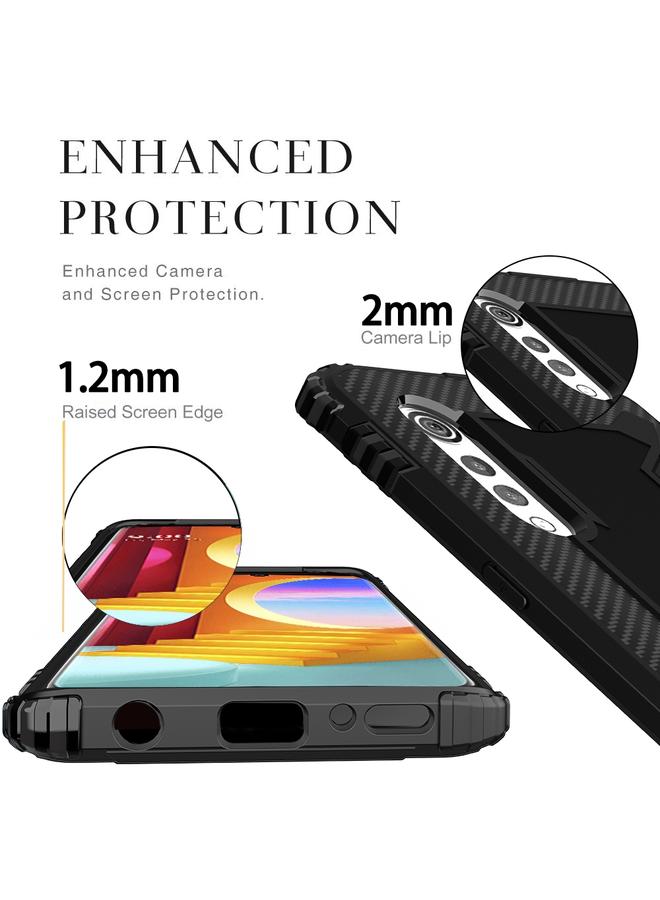 S-TOP Case For LG Velvet / G9 Carbon Fiber Protective Case with 360 Degree Rotating Ring Holder - Image 3
