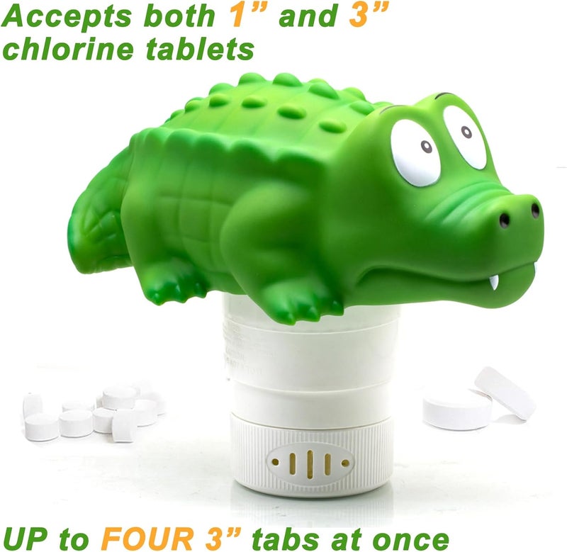 WWD POOL Pool Chlorine Floater, Floating Pool Chlorine Dispenser (Alligator), Fits 1 and 3 Inch Tablets for Large and Small Pools, Spa, Hot Tub - Image 3