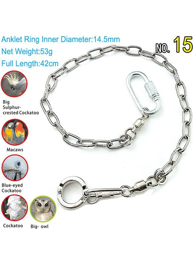 ebamaz Pet Bird Leash Parrot Foot Chain Stainless Steel 304 Anklet Ring (Model 15, 14.5mm) - Image 2