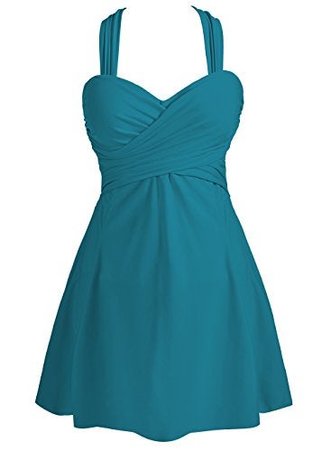COCOPEAR Women's Elegant Crossover One Piece Swimdress Floral Skirted Swimsuit Dark Prussian Blue 4XL/20-22 - Image 4