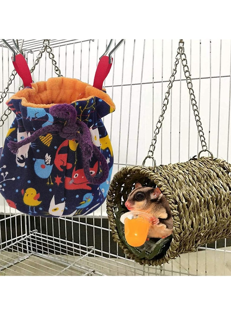 CMGTYYD CMGTYYD Pet Hanging Sleeping Pouch for Sugar Glider, Hanging Bed House with Drawstring Design, Small Animals Hammock Cage Accessories, Cage Warm Sleep Bag for Squirrel Hamster Guinea Pig Birds Parrot, 1 Pcs - Image 2