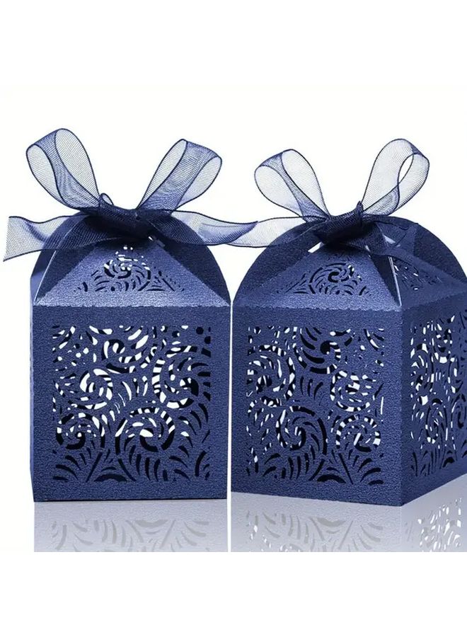 Blue Navy 10 قطعة من علب الهدايا الصغيرة المقطوعة بالليزر مقاس 2x2x2.75 بوصة لحفلات الزفاف - Image 2